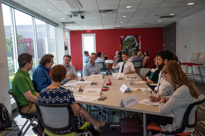 Thought leaders across various sectors of health care, research and technology brainstorming ideas for next year’s Liftoff PGH summit.