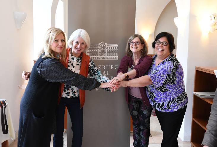 Karen Wolk Feinstein (second from left) with Mary-anne D’Arpino, Doris Grinspun, and Gina DeSouza of the forum’s Australian contingent. Photo courtesy of Herman Seidel.