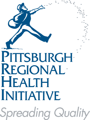 Old logo of the Pittsburgh Regional Health Initiative which features image of man throwing seeds.